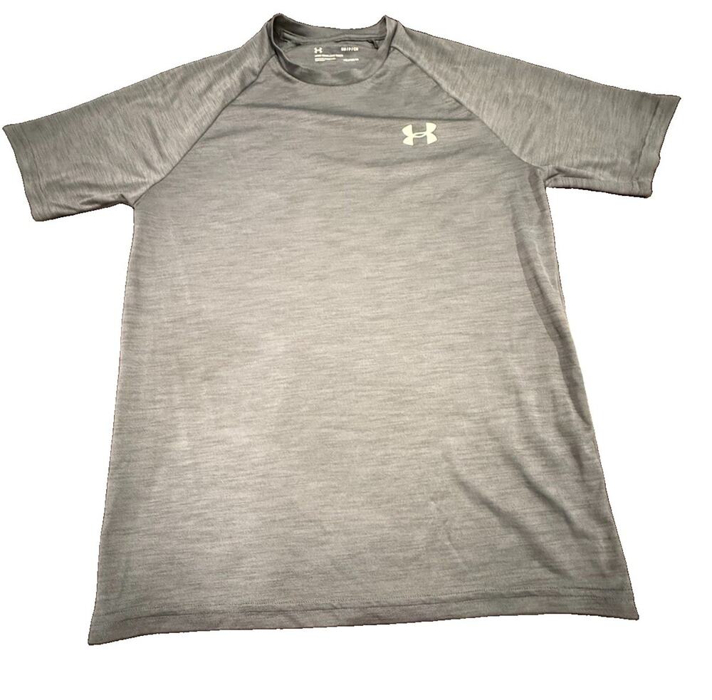 Under Armour HeatGear Shirt Mens Small Gray Short Sleeve Athletic Loose Fit